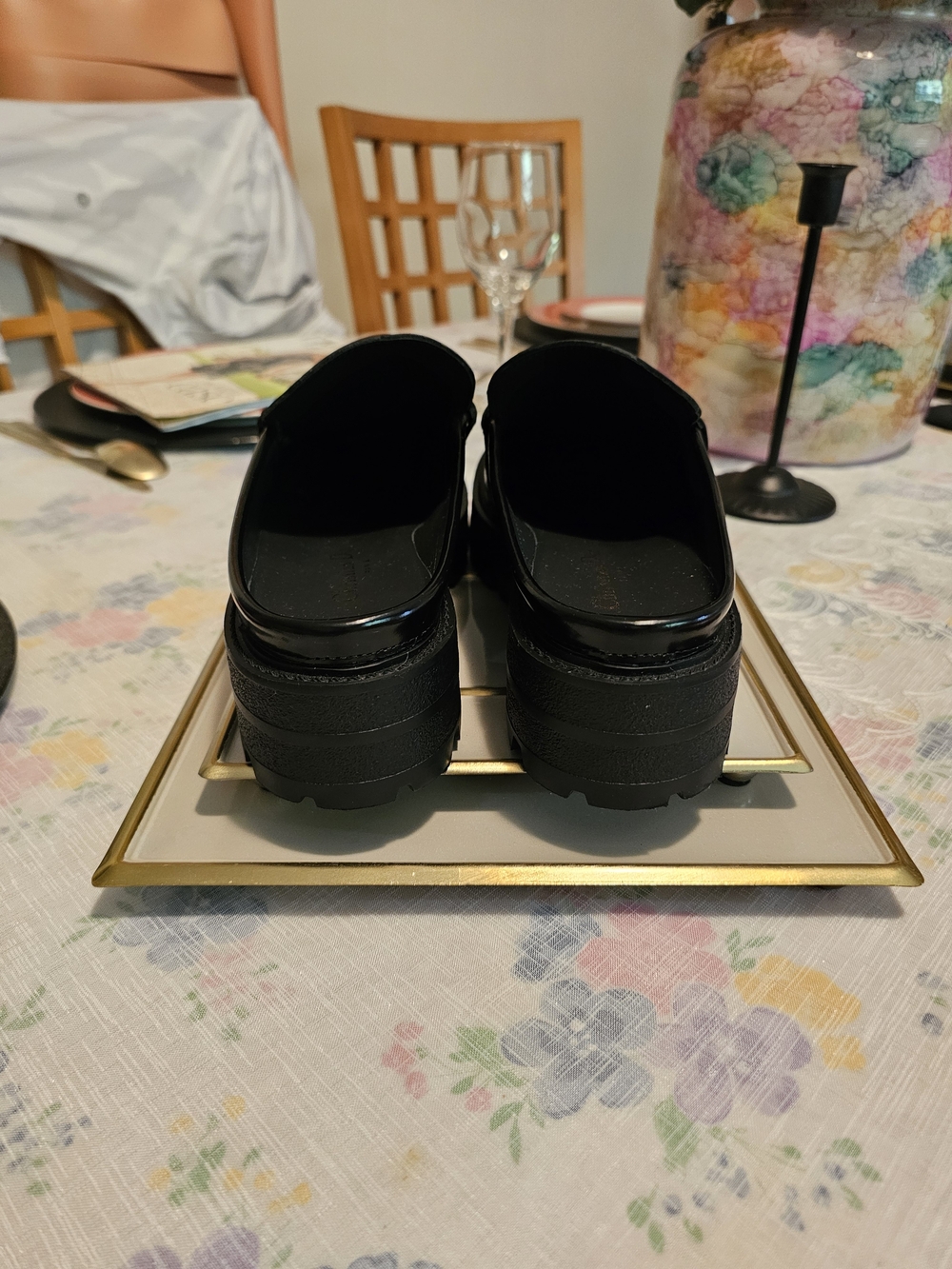 Dior Black Patent Leather Mule Loafers with Logo Plaque - Picture 3 of 3